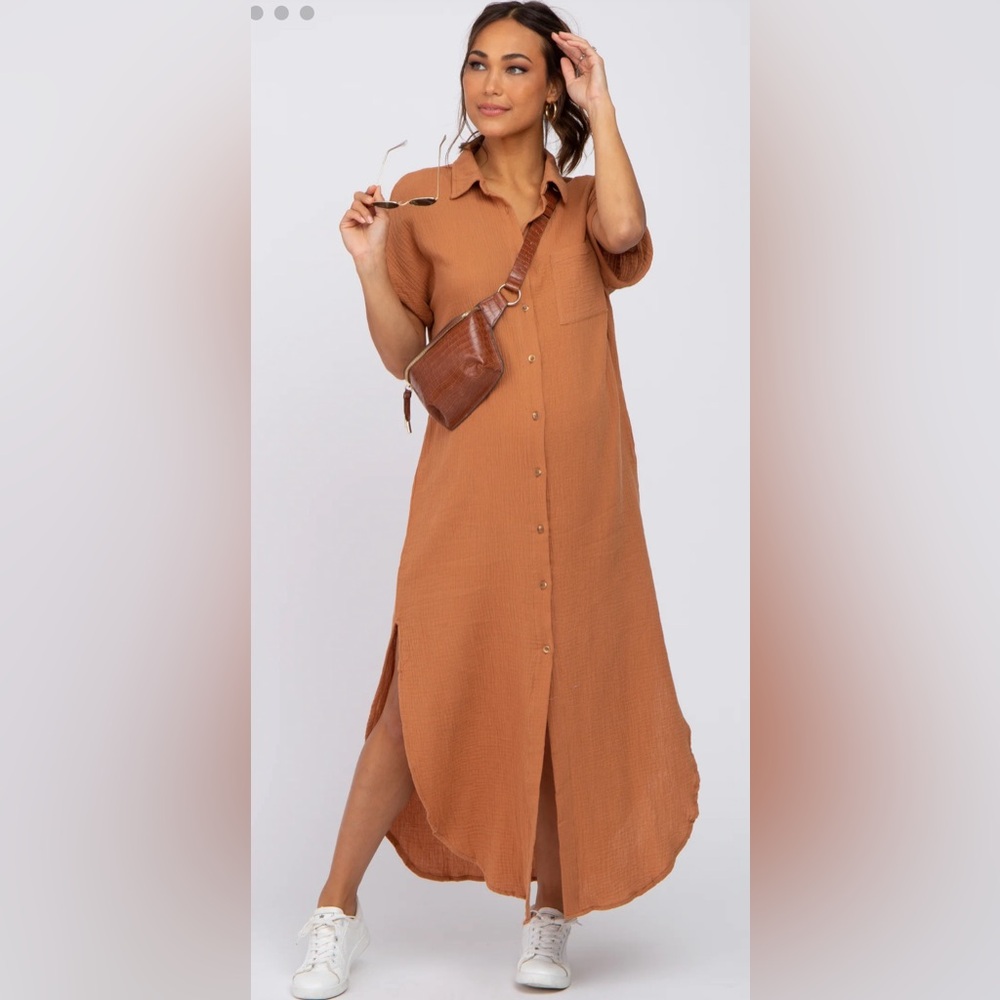 NEW! Cyer Vitz Women’s Maternity Midi Dress – Size S, Camel